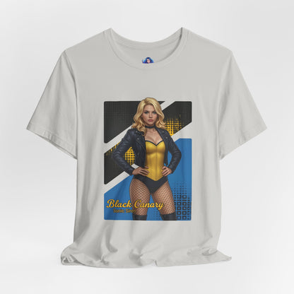 Black Canary T-Shirt | DC Comics Anime Tee for Gamers & Hero Fans showcasing anime-style Black Canary illustration on Bella Canvas 3001 tee