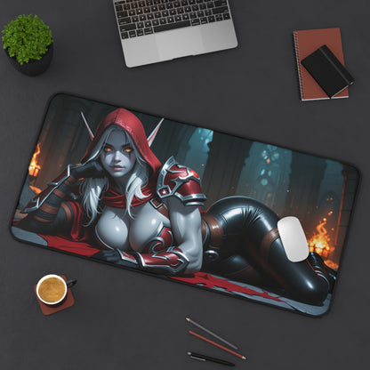 Килимок для столу Sylvanas Windrunner, килимок для миші з фентезійною ельфійкою-героїнею, налаштування темного ігрового столу