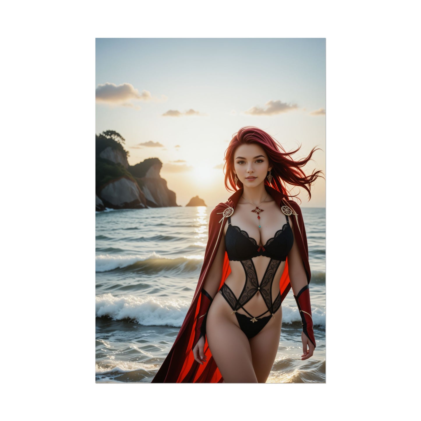 Beidou-Anime-Poster | Fantasy-Waifu-Wandbild für Genshin-inspirierte Einrichtung