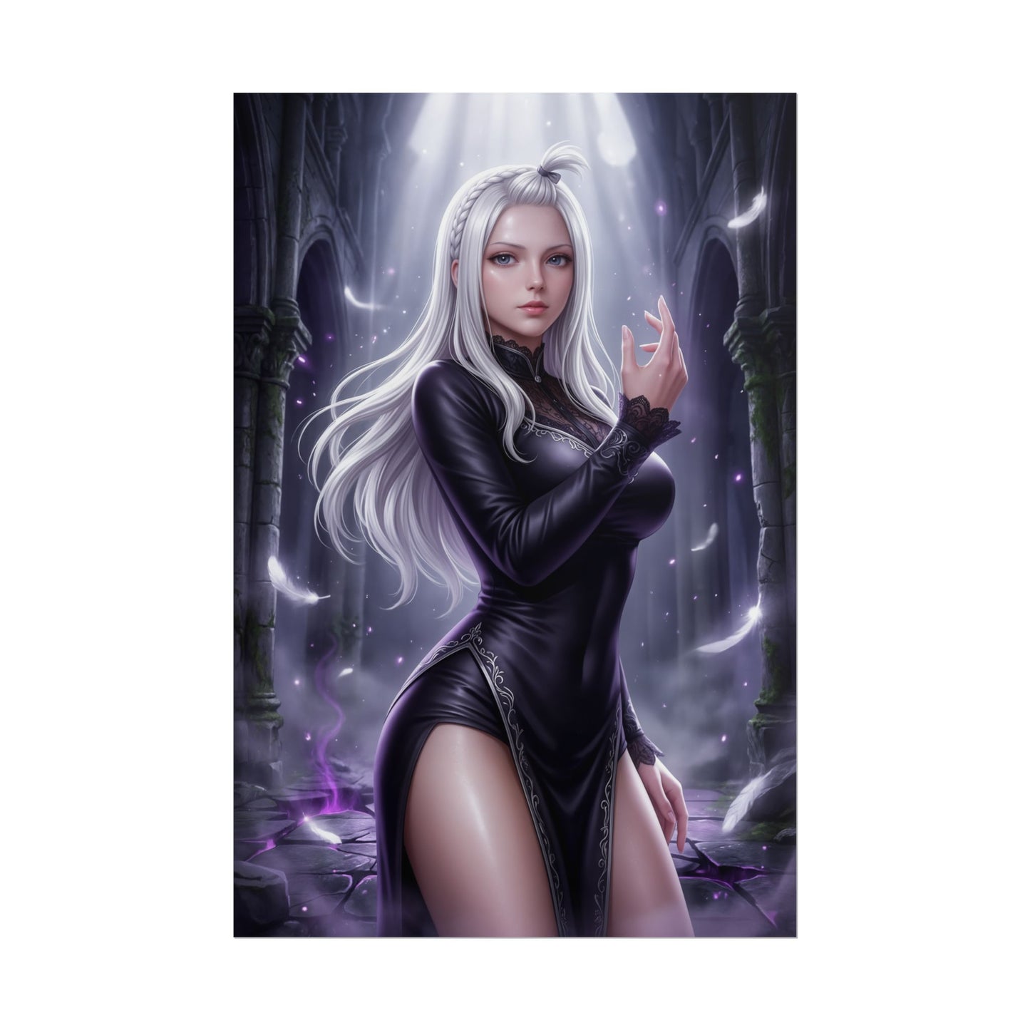 Mirajane Strauss Fairy Tail Poster Anime Girl Wall Art Fantasy Woman Print White Hair Character Gaming Room Decor Gift