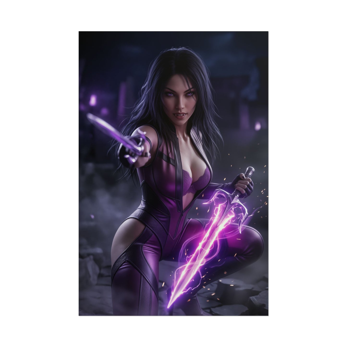 Mileena Mortal Kombat Poster, Mortal Kombat Wall Art, Fighting Game Girl Print, Ninja Fighter Decor, Gamer Gift