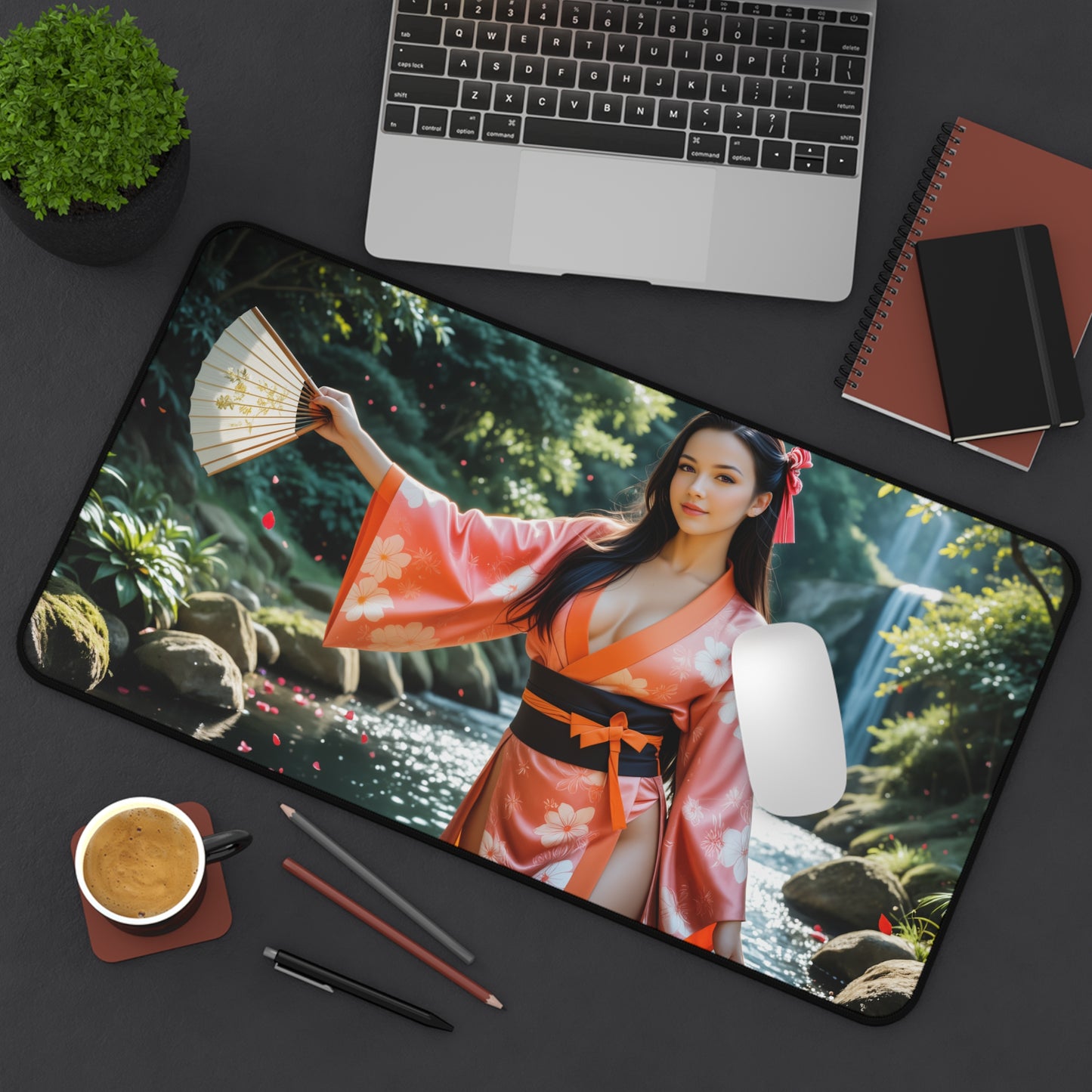Nezuko Kamado Gaming-Mauspad, Demon Slayer Schreibtischunterlage, Anime-Mädchen-Gaming-Setup