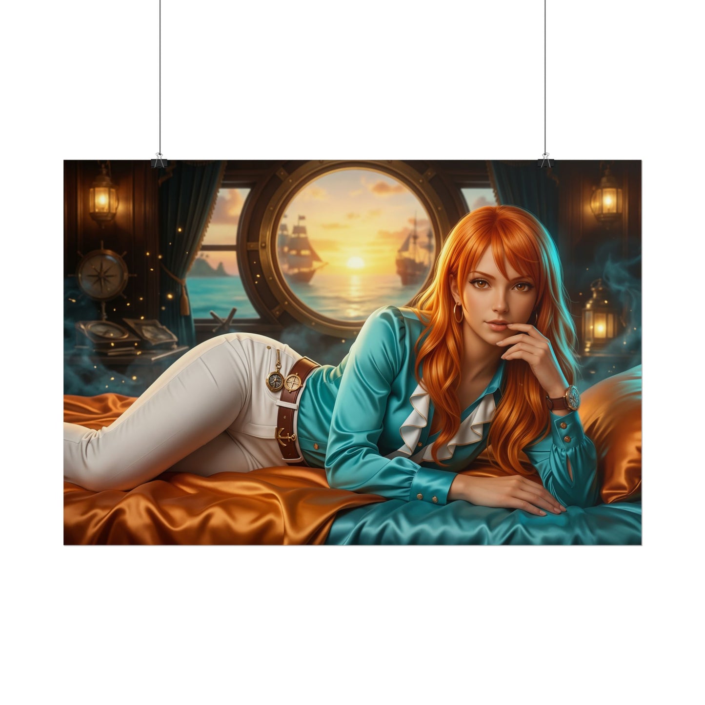 Nami One Piece Poster, Anime Art Print, Gaming Room Decor Poster