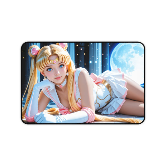 Sailor Moon Desk Mat, Anime Mouse Pad, Magical Girl Gamer Desk Decor featuring detailed Sailor Moon art on a large non-slip gaming mat