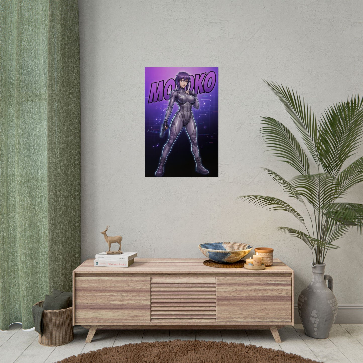 Motoko Kusanagi Art Print, Ghost in the Shell Poster, Cyberpunk Anime Wall Art, Futuristic Girl Decor, Gift