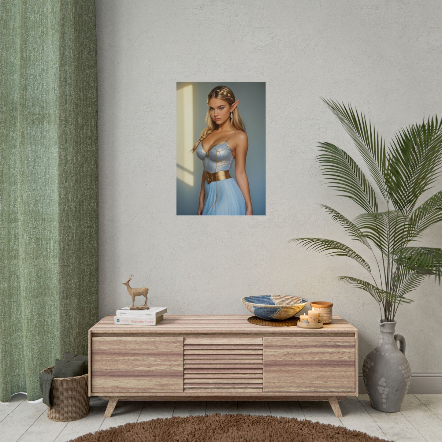 Princess Wall Art Print, Anime Waifu Heroine Poster, Fantasy Game Girl Decor