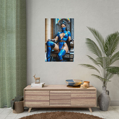 Kitana Poster, Mortal Kombat Anime Girl Art Print, Waifu Fighter Wall Decor