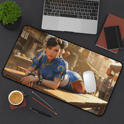 Chun-Li Gaming Mouse Pad, Street Fighter Desk Mat, Anime Martial Artist Setup - HD Chun-Li desk mat for gamers