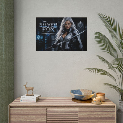 Silver Fox Character Poster Comic Style Wall Decor Bedroom Collector Gift