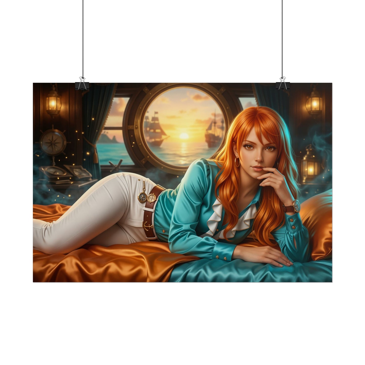Nami One Piece Poster, Anime Art Print, Gaming Room Decor Poster