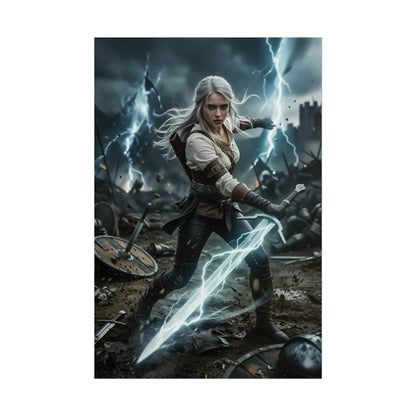 Ciri Witcher Poster, Witcher Wall Art Print, Fantasy Sword Girl Decor, RPG Game Wall Art, Gamer Room Poster