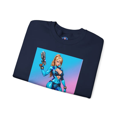 Samus Aran Sweatshirt, Power Suit Rundhalsausschnitt, Premium Sci-Fi Gaming Streetwear