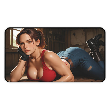 Claire Redfield Schreibtischunterlage, Mauspad für Survival-Game-Heldin, Gaming-Schreibtisch-Setup