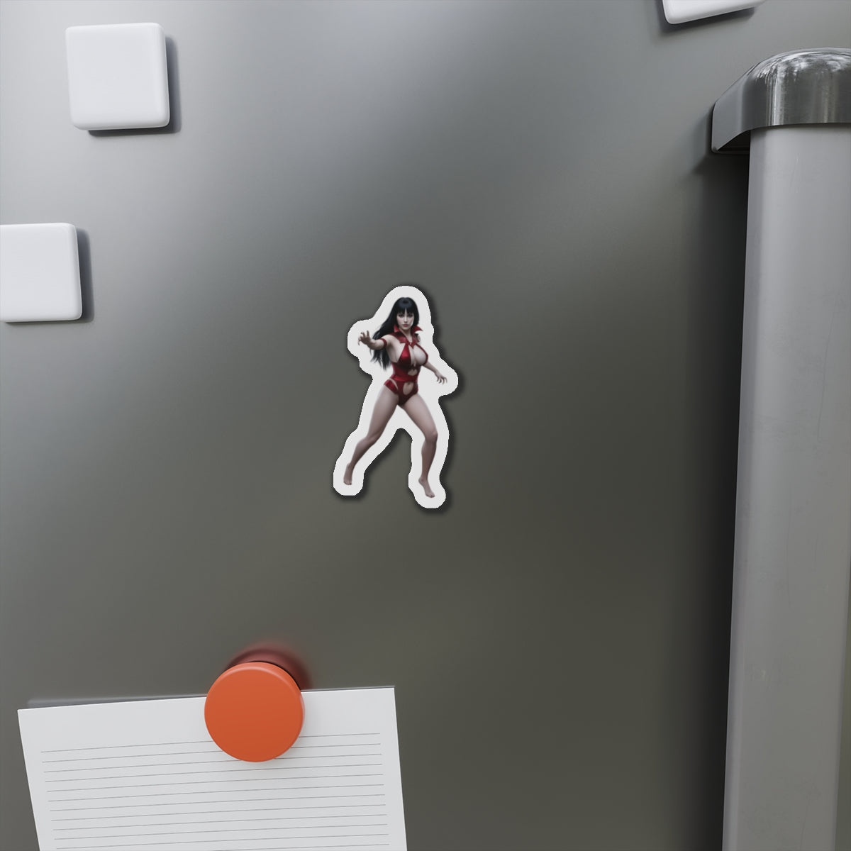 Vampirella Magnet – Classic Comic Heroine Fridge Magnet, Anime Style Decor - die-cut vinyl fridge magnet showing Vampirella in anime-style pose