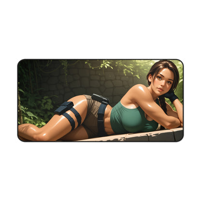 Lara Croft Schreibtischunterlage, Mauspad für Abenteuerspielheldin, Gaming-Schreibtischunterlage