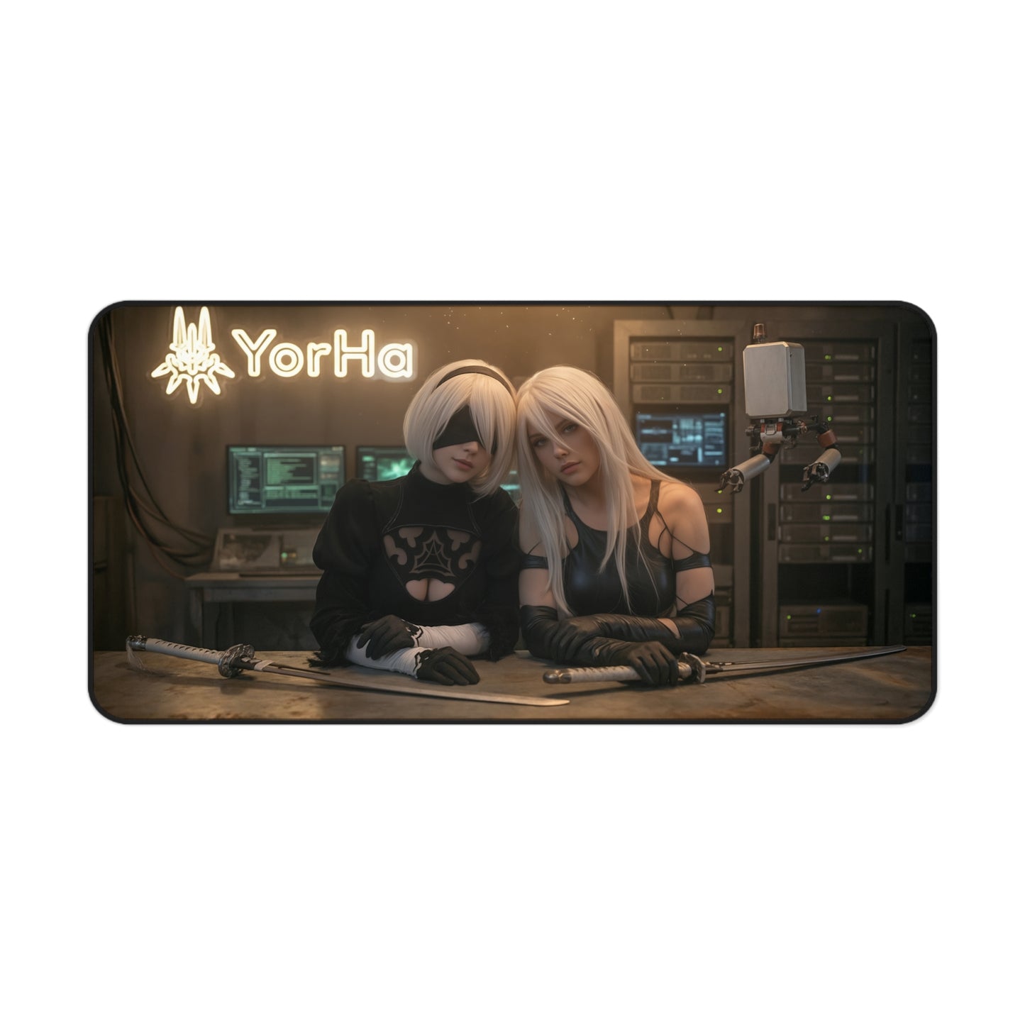 2B and A2 Gaming Mouse Pad, Nier Automata Desk Mat, Anime Android Girl Setup