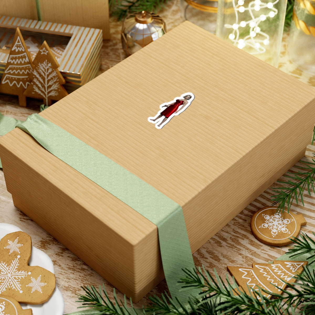 Grace Ashcroft Sticker, Resident Evil Sticker, Laptop Sticker, Gaming Fan Gift on a wrapped holiday gift box vinyl sticker
