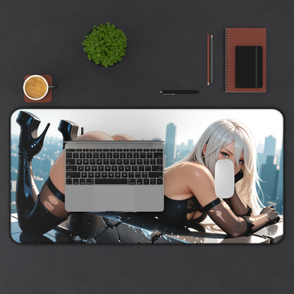 Gaming Mouse Pad – 2B Desk Mat, Nier Automata Anime Girl, Sci-Fi Battle Setup