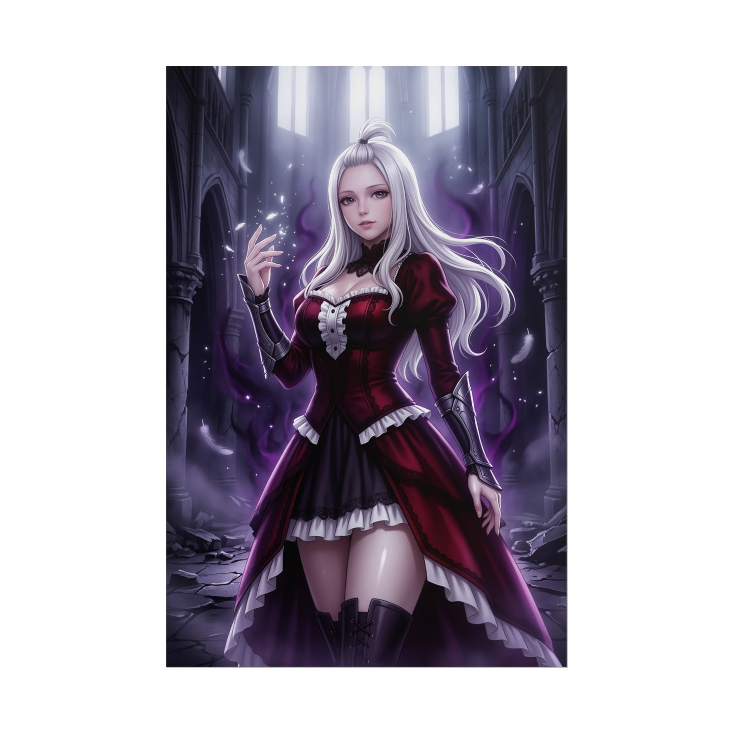 Mirajane Strauss Fairy Tail Poster Anime Woman Wall Art White Hair Girl Print Demon Form Character Gaming Room Decor Gift