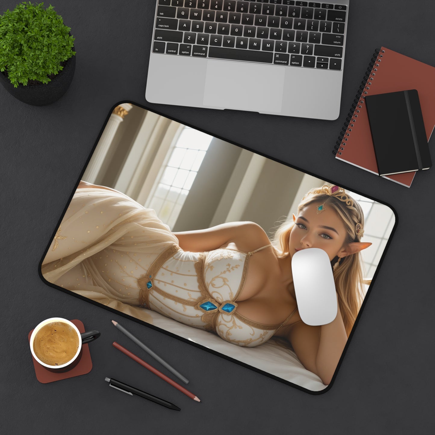 Килимок для столу принцеси, килимок для миші з фентезійною дівчиною, елегантний ігровий стіл