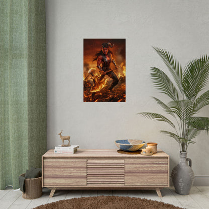 Karlach Baldurs Gate 3 Poster, BG3 Wall Art Print, Fantasy Warrior Girl Decor, RPG Game Wall Art, Gamer Gift