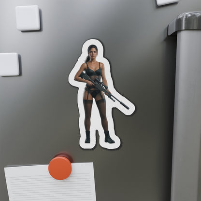 Quiet Magnet – Metal Gear Solid V Fridge Magnet, Game Character Decor: die-cut vinyl fridge magnet of Quiet in anime-style with sniper rifle