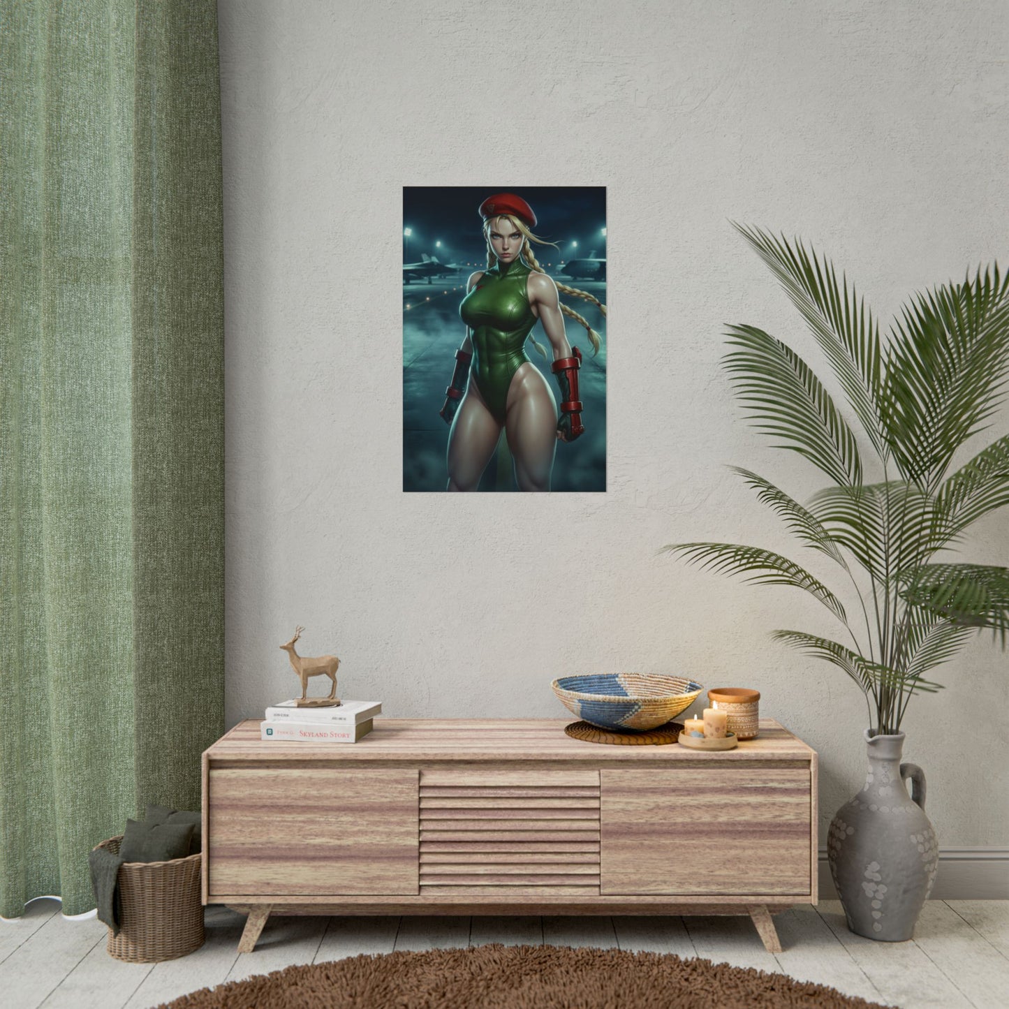 Cammy White Street Fighter Poster Fighter Woman Wall Art Green Outfit Soldier Girl Print Combat Character Gaming Room Decor Gift