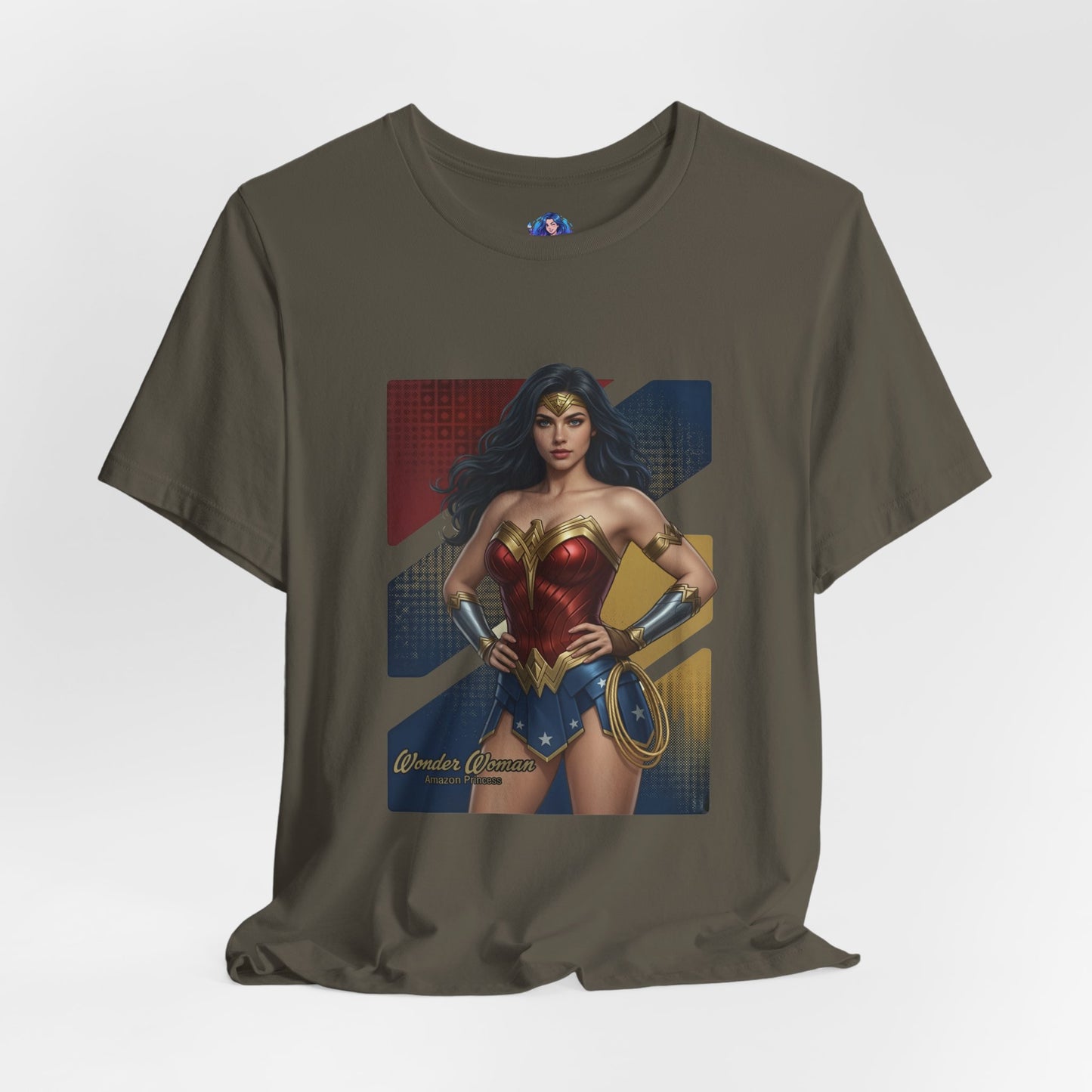 Wonder Woman T-Shirt | DC Comics Anime Tee for Gamers & Hero Fans - anime-style Wonder Woman on Bella Canvas 3001 unisex tee