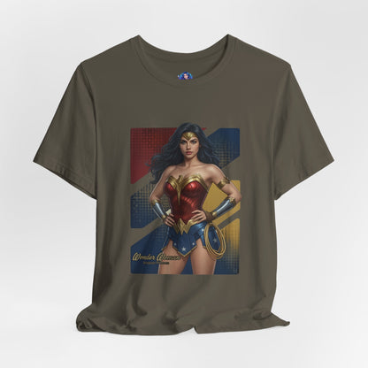 Wonder Woman T-Shirt | DC Comics Anime Tee for Gamers & Hero Fans - anime-style Wonder Woman on Bella Canvas 3001 unisex tee