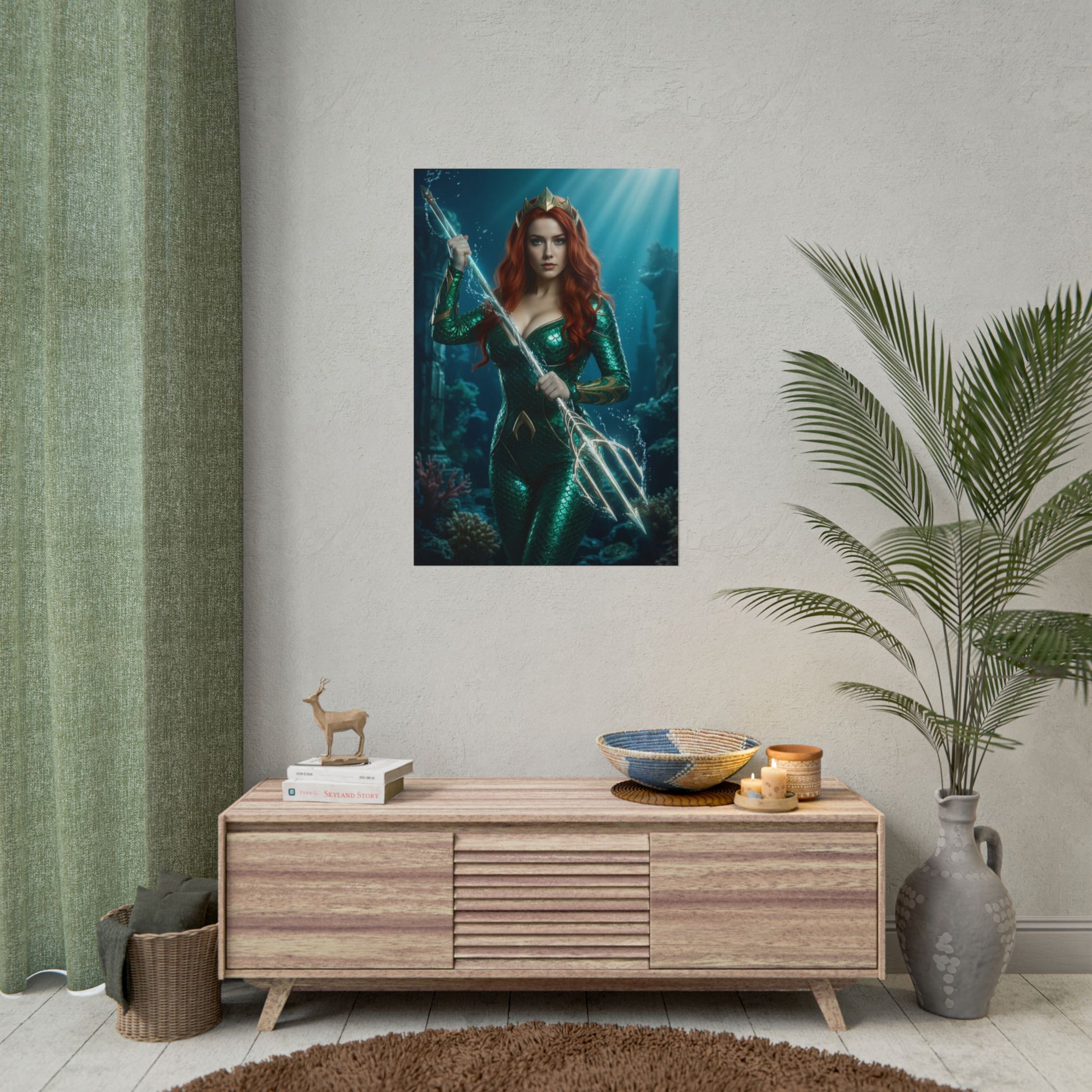 Mera Poster, DC Comics Art Print – Iconic Atlantean Heroine Wall Art: vibrant Mera wall art in modern living room display