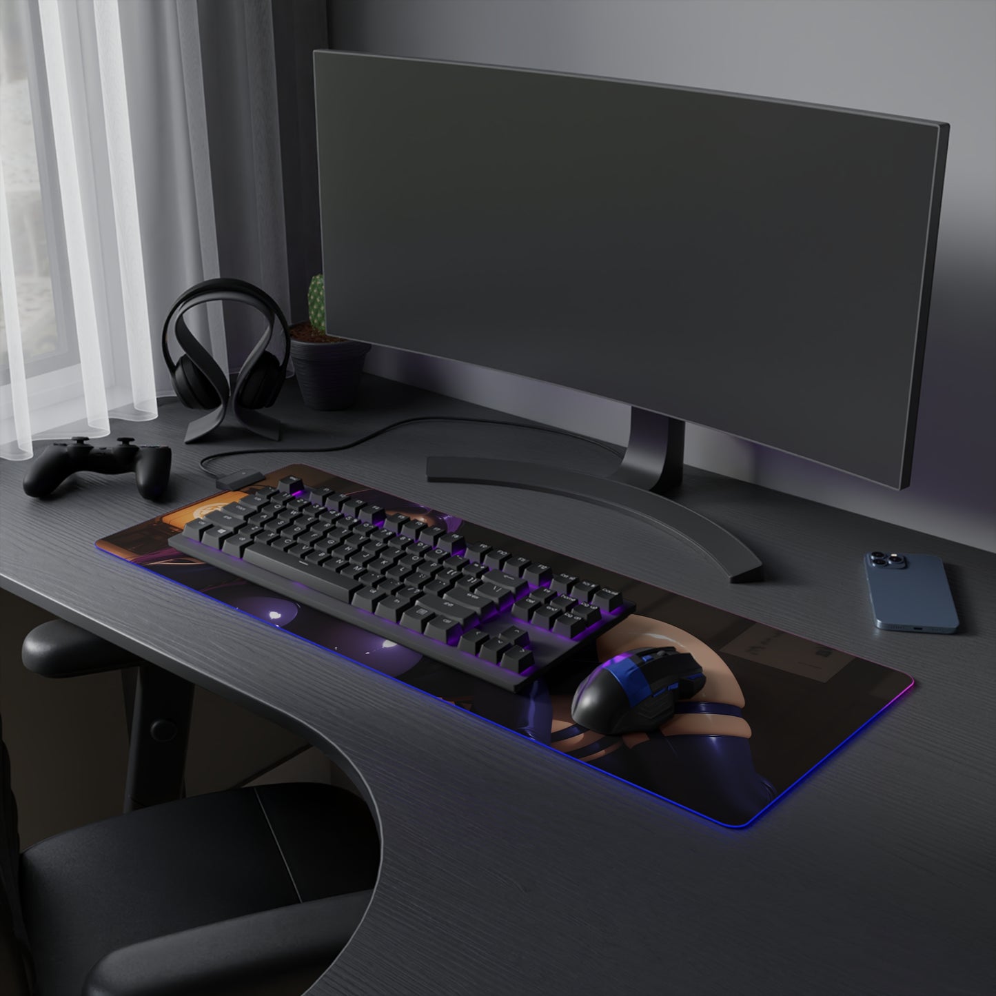 Килимок для столу Psylocke – світлодіодний RGB-підсвітка, ігровий комплект із зображенням дівчини з аніме Вайфу