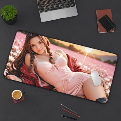 Килимок для столу Aerith Gainsborough, килимок для миші з героїнею фентезійних ігор, квітковий ігровий декор