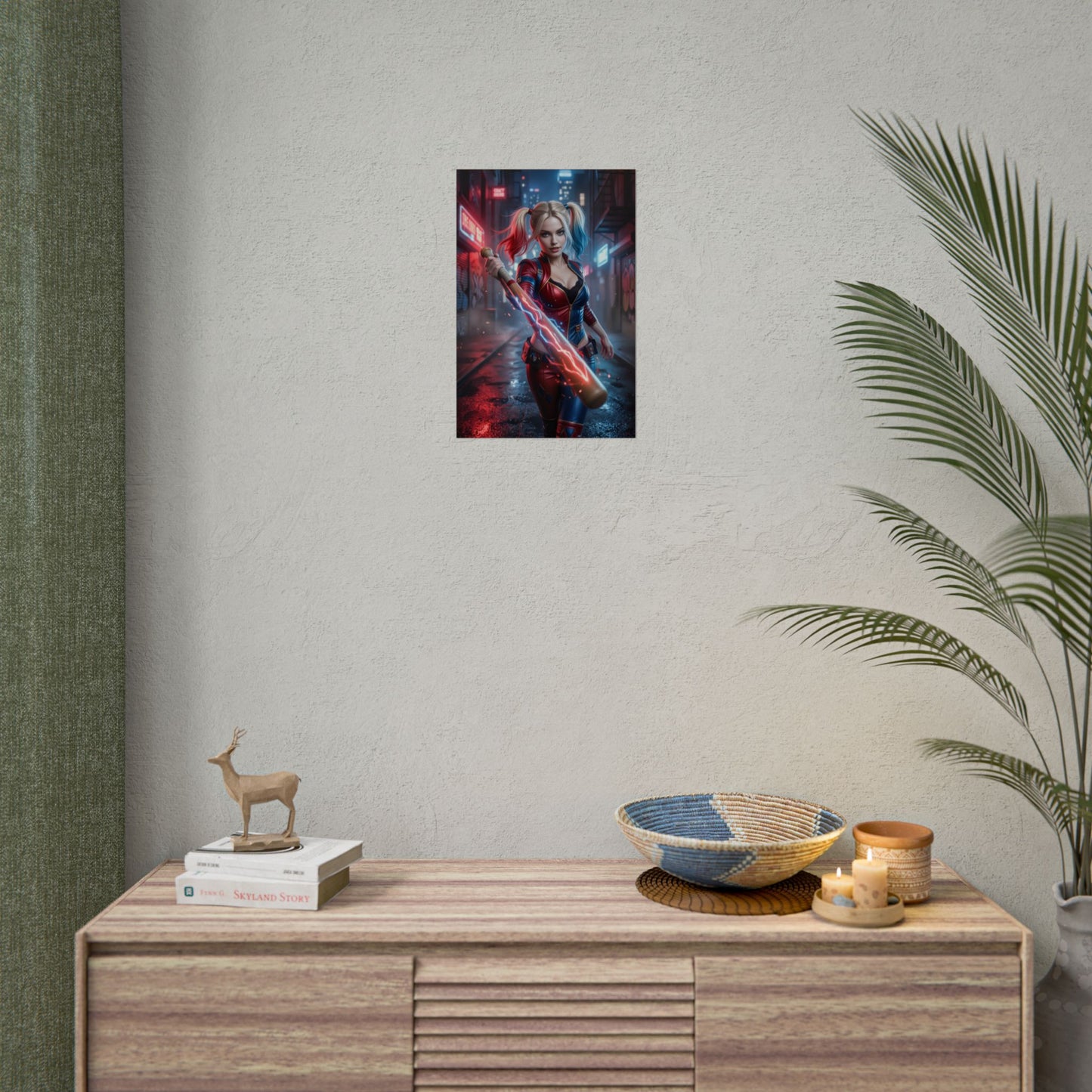 Harley Quinn Poster, DC Comics Wall Art Print, Comic Villain Girl Decor, Gotham Style Wall Art, Gift for Fan