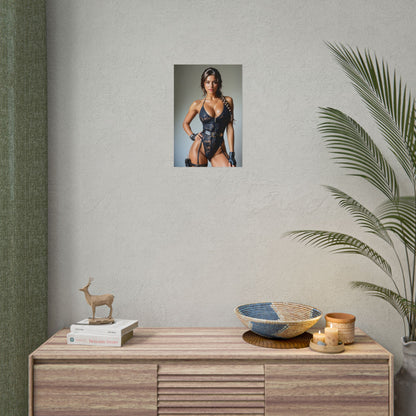 Lara Croft Poster, Kunstdruck für Abenteuer-Gamerin, Wanddeko mit Waifu-Entdeckerin