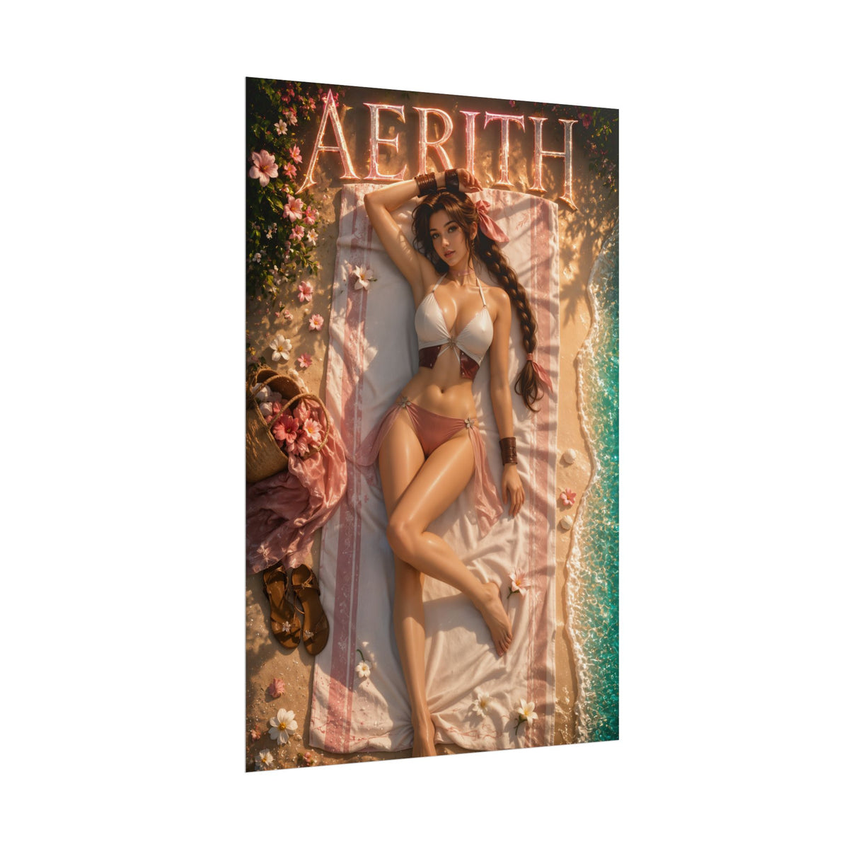 Fantasy Character Poster Aerith Gainsborough Wall Art Room Decor Art Print