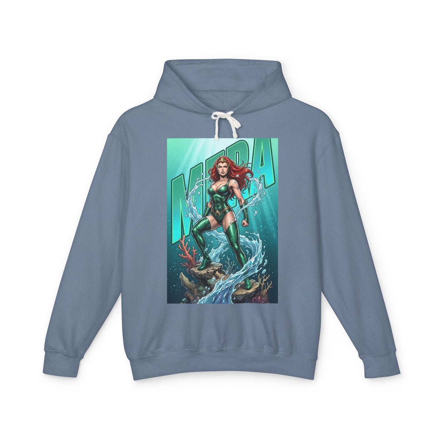 Mera Hoodie | DC Superhero Hoodie | Ocean-Born Warrior Pullover - blue pullover with bold Mera comic art, breathable 100% ring-spun cotton streetwear