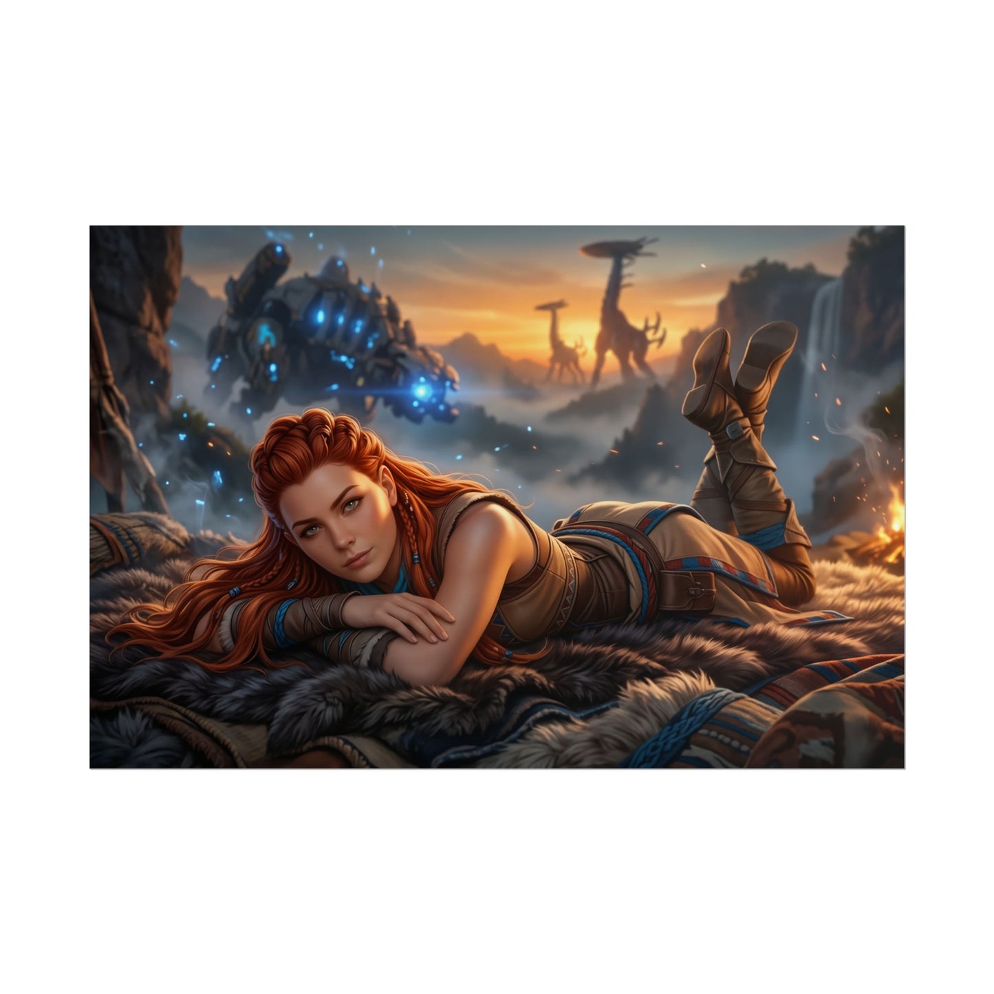 Aloy Horizon Poster, Gaming Wall Art, Fantasy Game Print Decor