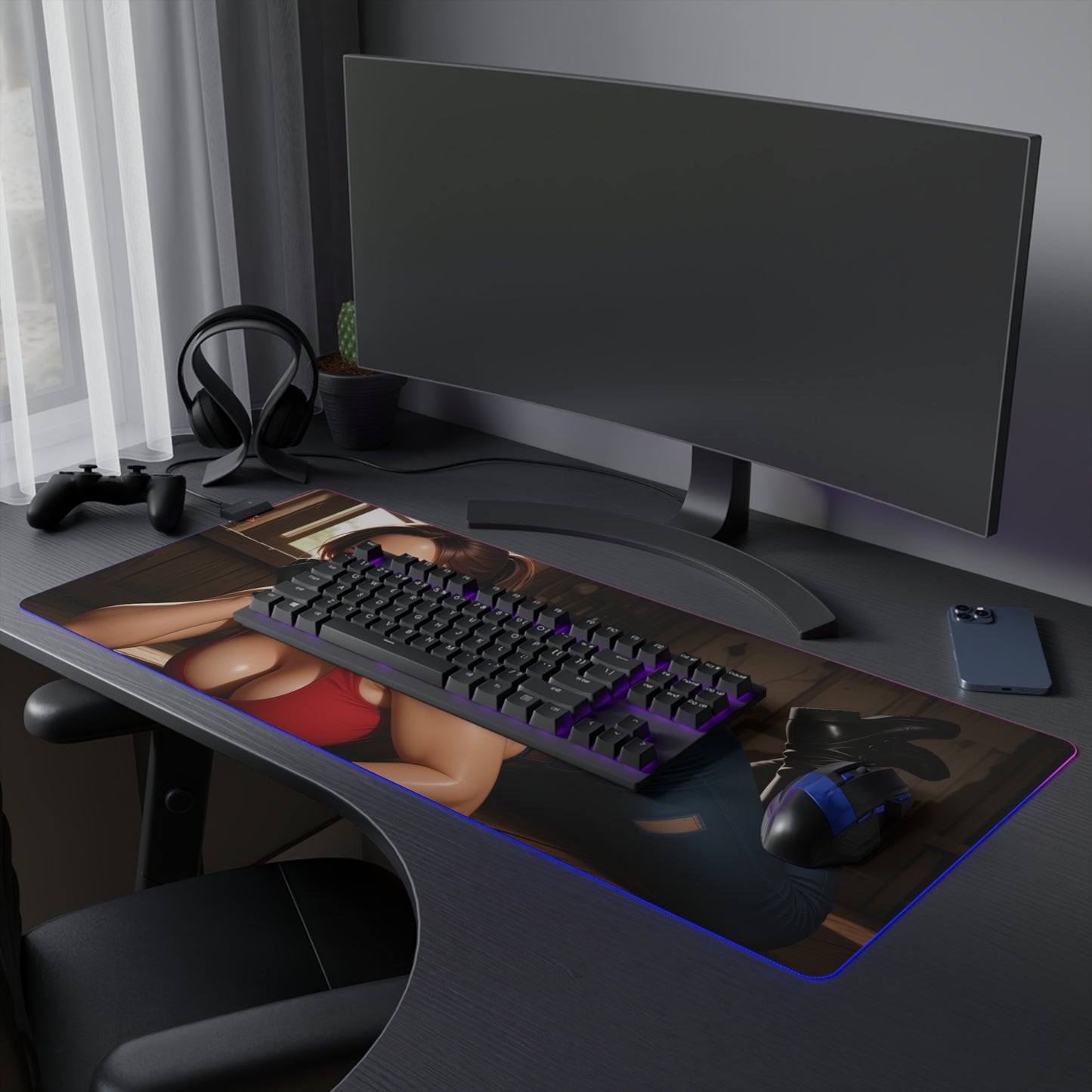 Claire Redfield Schreibtischunterlage – LED RGB-Pad, Waifu Anime Girl Gaming-Setup