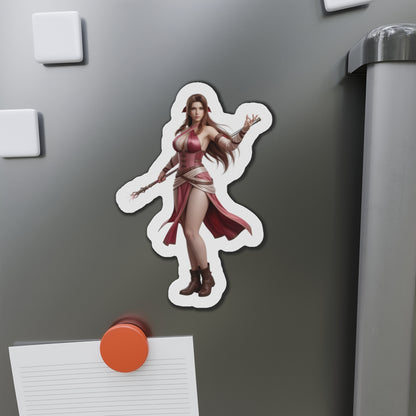 Aerith Magnet – Final Fantasy VII Fridge Magnet, Anime Heroine Decor premium die-cut vinyl fridge magnet showing Aerith anime heroine on metal surface