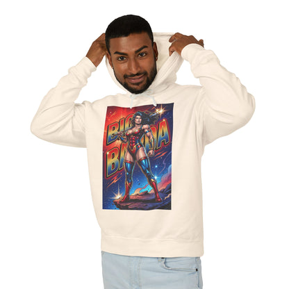 Big Barda Hoodie | DC Warrior Hoodie | New Genesis Champion Pullover - cream cotton pullover with bold Big Barda graphic and heroic comic art