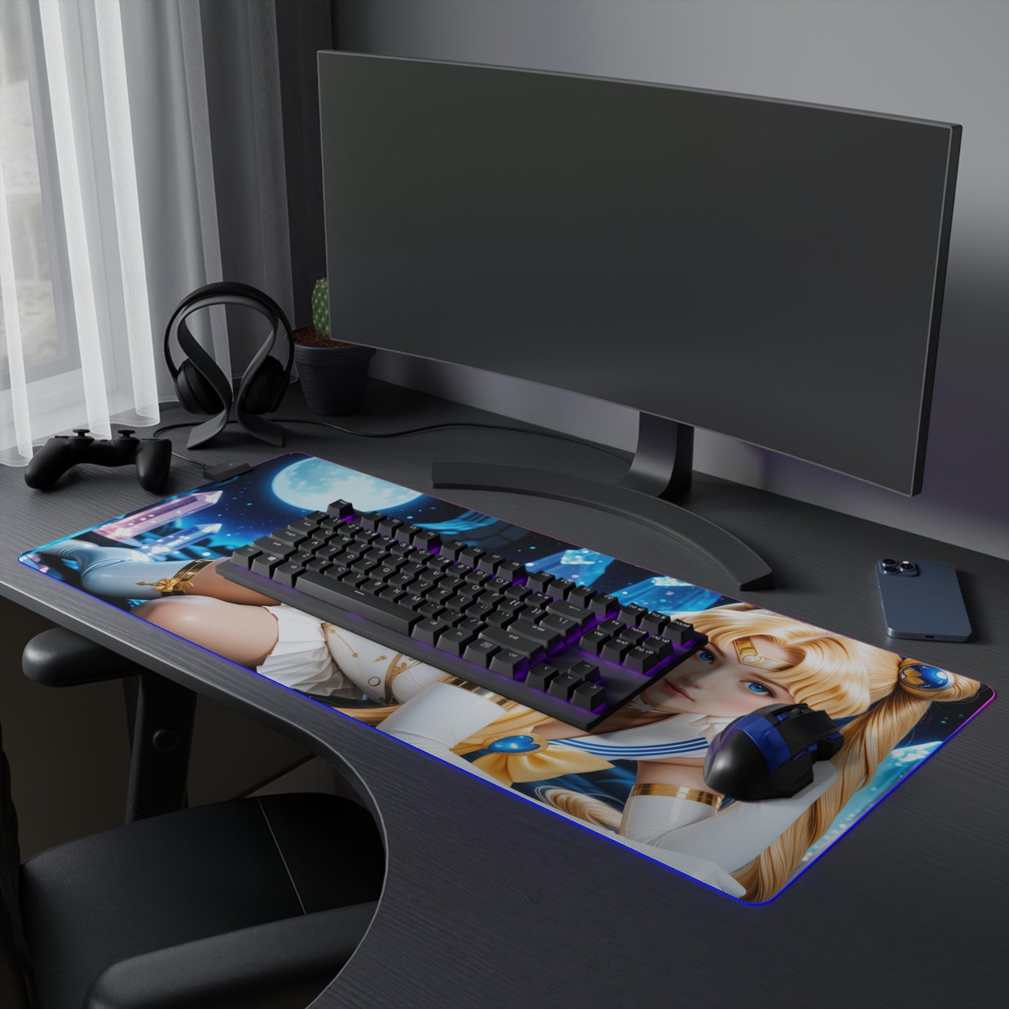 Килимок для столу Sailor Moon – світлодіодний RGB-підкладка, ігровий комплект із зображенням дівчини з аніме Waifu