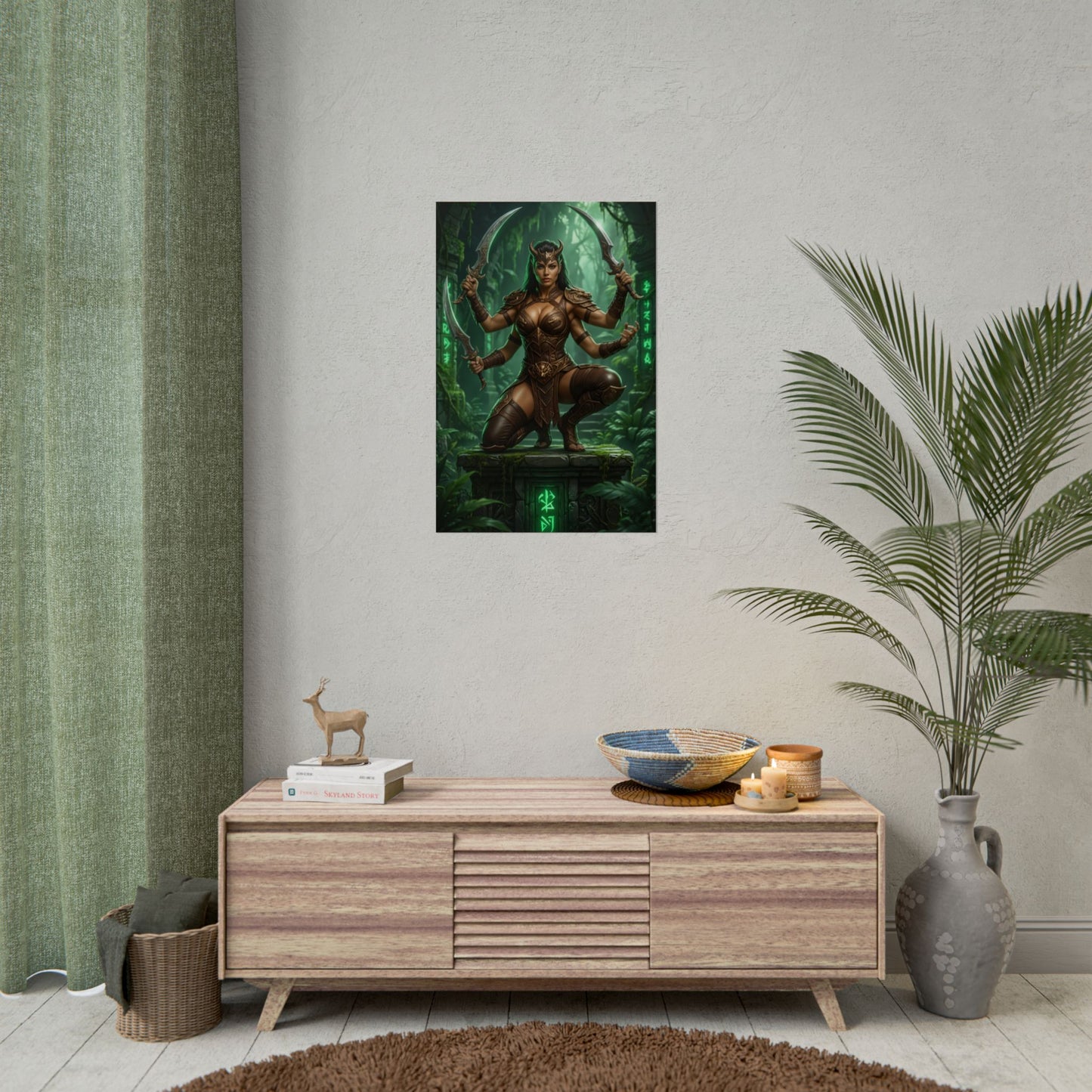 Sheeva Mortal Kombat Poster – Powerful Shokan Warrior Wall Art Decor showcasing muscular Shokan fighter in vivid green jungle setting