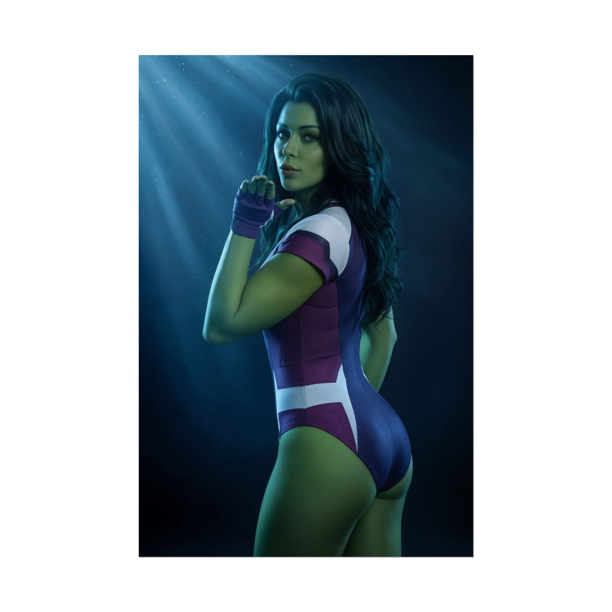 She-Hulk Marvel Poster  Iconic Superheroine Wall Art for Gamer Decor featuring green-skinned She-Hulk in dynamic gamer room poster