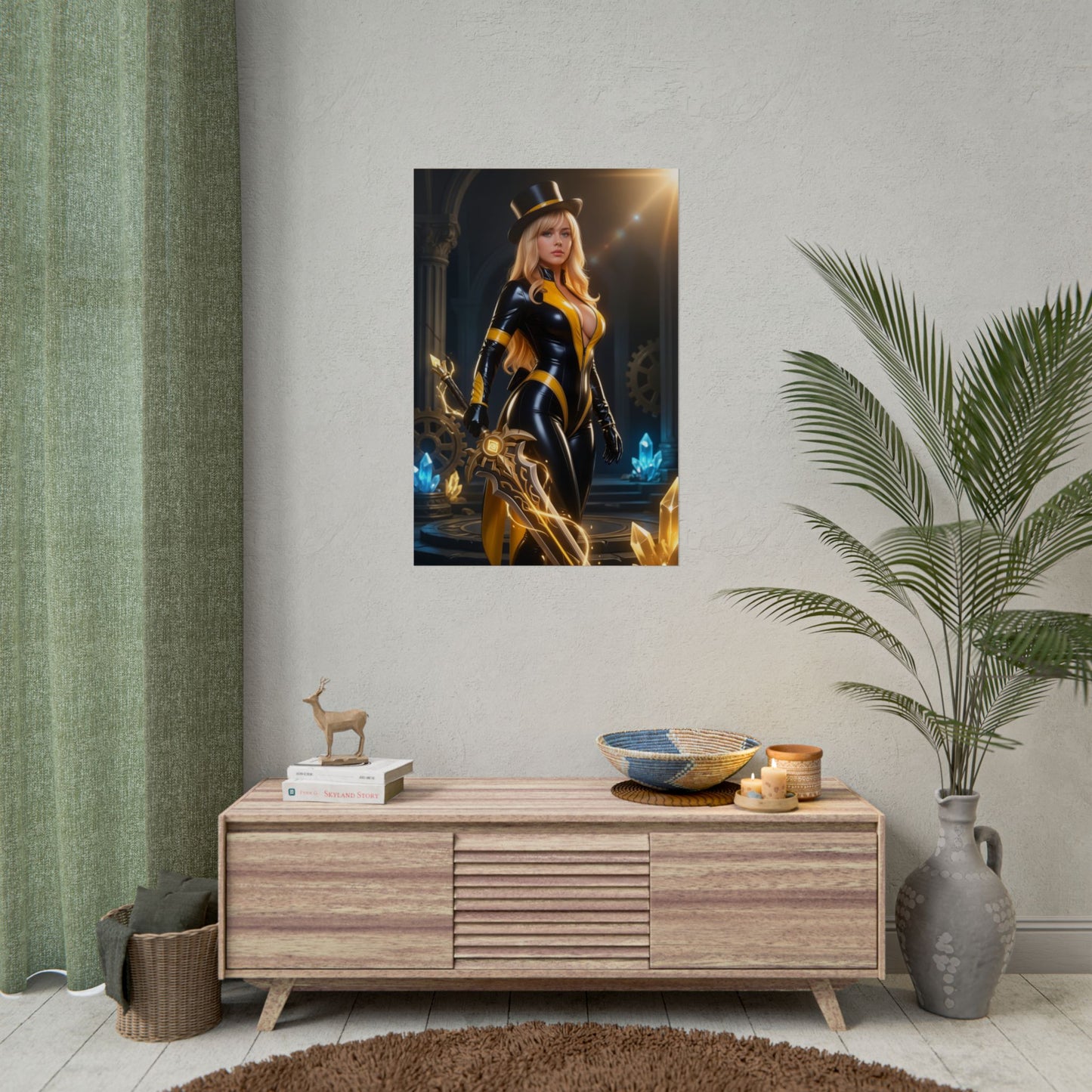 Navia Poster, Genshin Impact Art Print – Iconic Geo Heroine Wall Art featuring elegant Navia in black-gold armor as striking gaming room decor