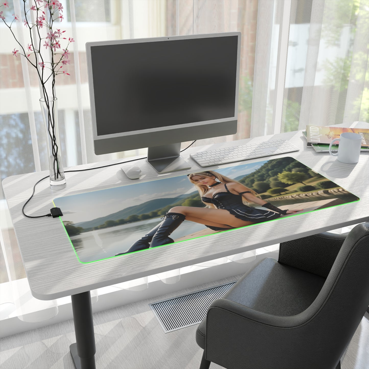 Килимок для столу Misa Amane – світлодіодний RGB-підсвітлювальний килимок, ігровий комплект із зображенням дівчини з аніме Waifu