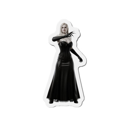 Lady Dimitrescu Magnet – Resident Evil Village Fridge Magnet, Game Decor - die-cut vinyl fridge magnet showing anime-style Lady Dimitrescu in black gown