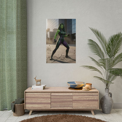 She-Hulk Poster, Marvel Art Print – Superhero Wall Art - high-res She-Hulk poster in modern living room decor