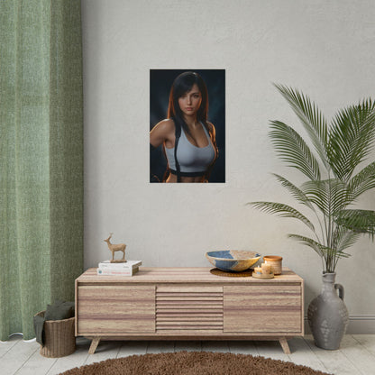 Tifa Lockhart Poster, Final Fantasy VII Art Print, Iconic RPG Fighter — wall art for gaming room, home office, sleek portrait print