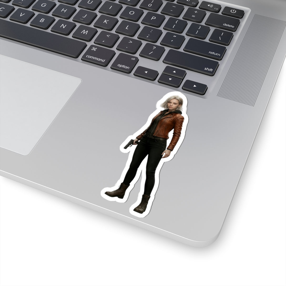 Grace Ashcroft Sticker, Resident Evil Sticker, Laptop Decal, Gift for Gamer — glossy vinyl laptop decal of Grace Ashcroft character