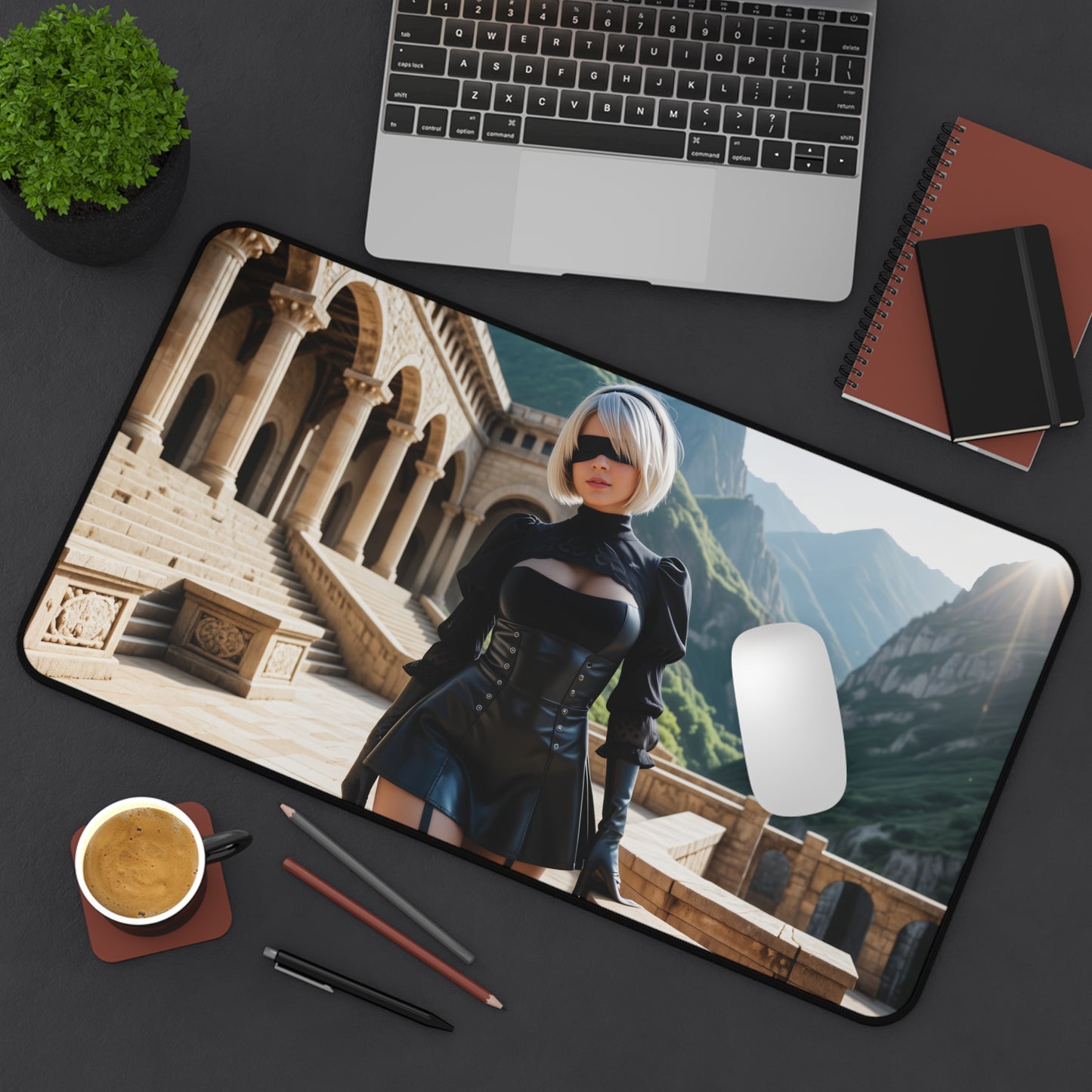 Gaming-Mauspad – 2B Schreibtischunterlage, Nier Automata Heldin, Sci-Fi Gaming-Setup